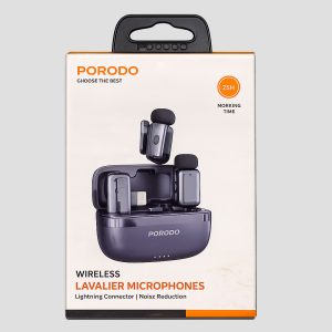 میکروفون یقه‌ای بی‌سیم پورودو Porodo Wireless Lavalier Microphones با کانکتور Lightning