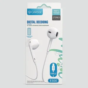 هندزفری سیمی تایپ C سلبریت مدل E500 با فناوری Digital Decoding