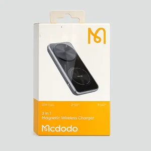 شارژر بی‌سیم مغناطیسی ۳ در ۱ مک دودو 25 وات مناسب MagSafe