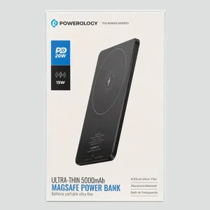 پاوربانک مگ‌سیف پاورولوژی 5000 میلی‌آمپرساعت مدل Ultra-Thin با شارژ بی‌سیم 15 وات
