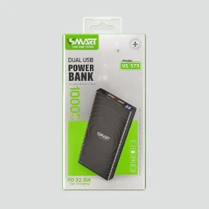 پاوربانک اسمارت مدل VS-573 ظرفیت 10000 میلی‌آمپر ساعت با شارژ سریع PD 22.5W و دو خروجی USB